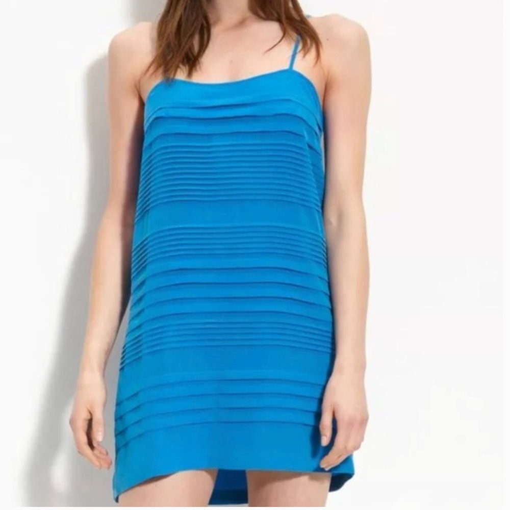 Joie Aqua Blue Sonny Silk Georgette Shift Dress